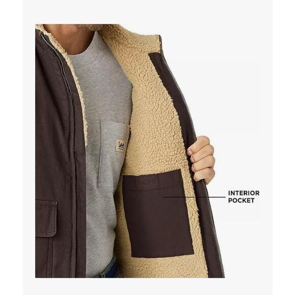 NWT Lee MEN'S SHERPA LINED WORKWEAR CANVAS , BROWN,XXL - Picture 8 of 9